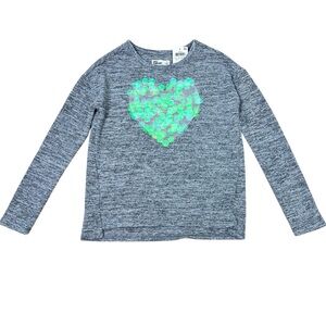 Epic Threads Gray Long Sleeve with Iridescent Sequin Heart NWT